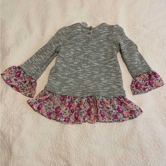 Nannette Kids size 6 Mixed Material Floral Ruffle Boho Girly Long Sleeve Top - Picture 8 of 9